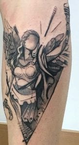 Tatuajes Line Art (arte de línea) - Tatuaje gladiador, V de Victoria