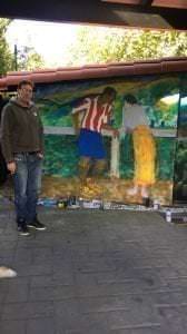 Graffiti comercial en Bilbao - Grafiti fútbol  Arrieta  Avelina y Pichichi