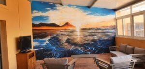 Graffiti y Rotulación en restaurantes - Paisaje realista mar