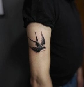 Estudios de Tatuajes en Barcelona - Tatuaje black and grey Golondrina