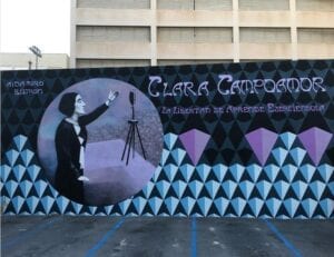 Graffiti comercial en Ibiza - Mural Clara Campoamor