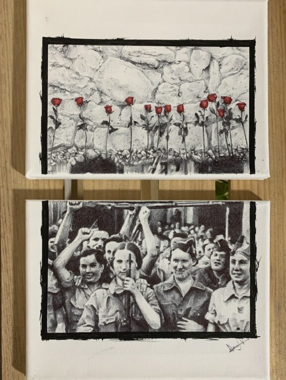 Cuadro realizado a boli bic: 13 rosas