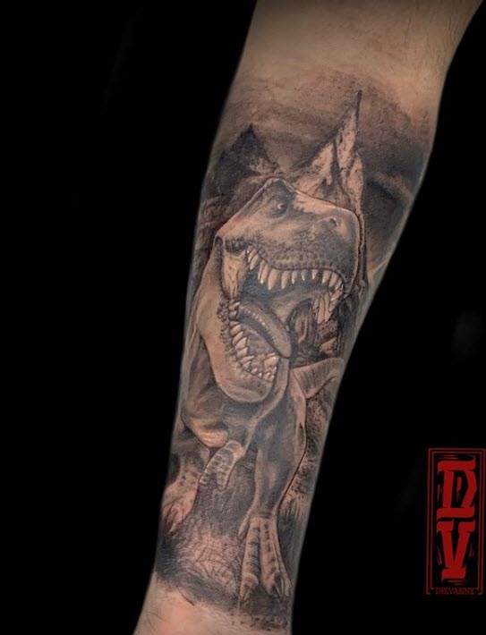 Tatuaje dinosaurio t rex
