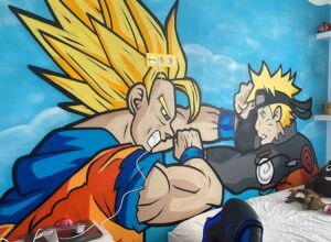 Graffiti profesional - Habitación infantil con mural de Dragon Ball