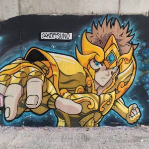 Graffiti infantil - Mural de los Caballeros del Zodiaco