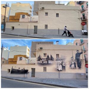 Graffitis en persianas - Mural histórico en Tarragona